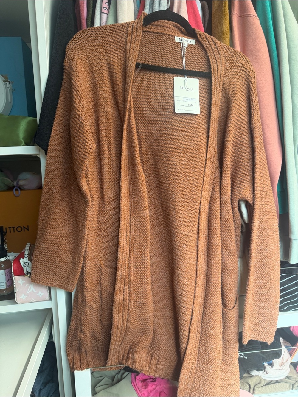 Miracle Rust Open-Front Knit Cardigan
